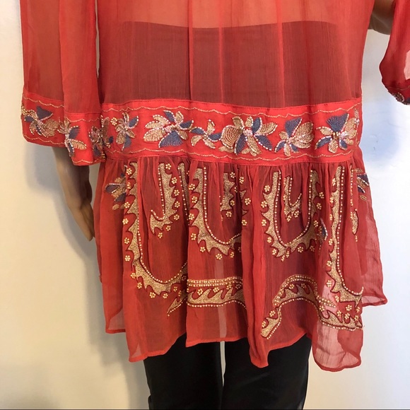 NWT Free People Embellished/ Beaded Boho Tunic - Picture 6 of 6